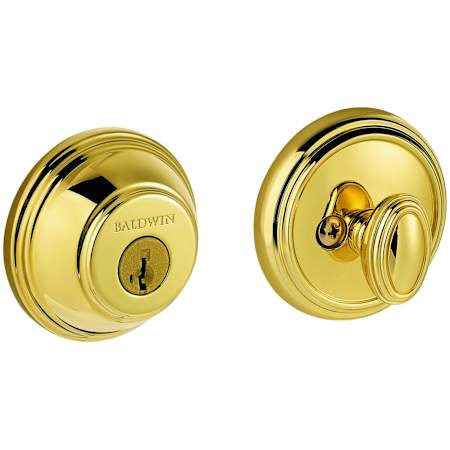 Baldwin Traditional Round Single Cylinder Deadbolt from the Prestige Collection Lifetime Polished Brass