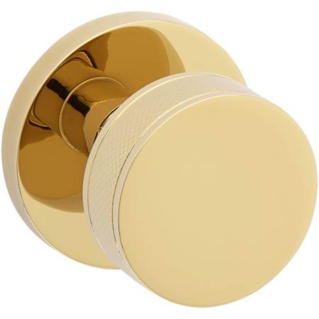 Baldwin Coined and Knurled 5054 Passage Door Knob Set with 5046 Trim from the Estate Collection Lifetime Polished Brass