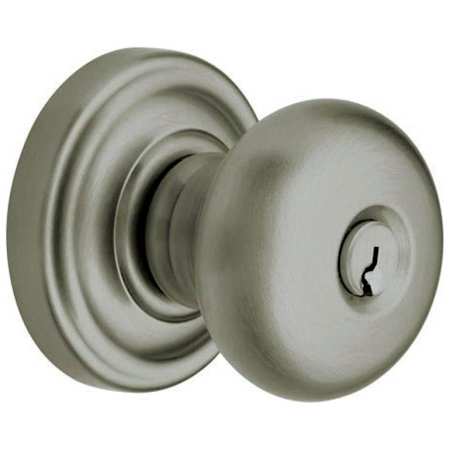 Baldwin Classic Style Single Cylinder Keyed Entry Door Knob Set with Classic Rosette for Thicker Doors from the Estate Collection Antique Nickel