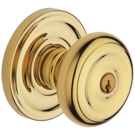 Baldwin Colonial Style Keyed Entry Door Knob Set with Classic Rosette the Emergency Exit Function Lifetime Polished Brass