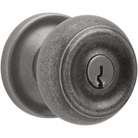 Baldwin Colonial Style Keyed Entry Door Knob Set with Classic Rosette the Emergency Exit Function Aged Pewter