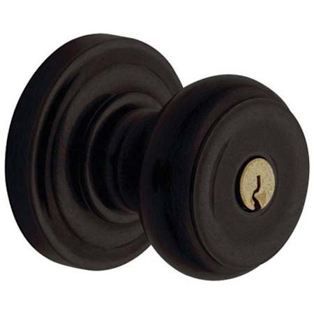 Baldwin Colonial Style Single Cylinder Keyed Entry Door Knob Set with Classic Rosette for Thicker Doors from the Estate Collection Distressed Oil Rubbed Bronze
