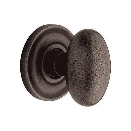 Baldwin Egg Reversible Non-Turning Two-Sided Dummy Door Knob Set with Classic Rosette from the Estate Collection Distressed Oil Rubbed Bronze