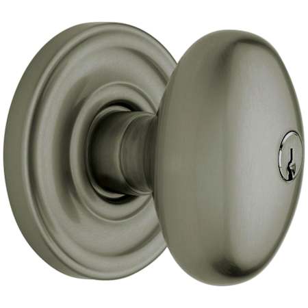 Baldwin Egg Style Keyed Entry Door Knob Set with Classic Rosette the Emergency Exit Function Antique Nickel