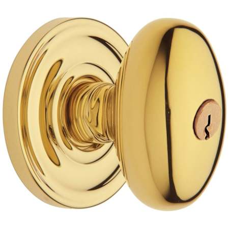 Baldwin Egg Style Single Cylinder Keyed Entry Door Knob Set with Egg Rosette from the Estate Collection Lifetime Polished Brass