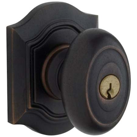 Baldwin Bethpage Style Single Cylinder Keyed Entry Door Knob Set with Bethpage Rosette from the Estate Collection Distressed Oil Rubbed Bronze