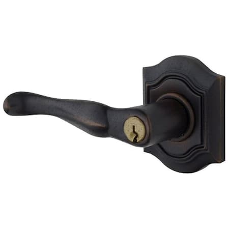 Baldwin Bethpage Style Left Handed Single Cylinder Keyed Entry Door Lever Set with Bethpage Rosette from the Estate Collection Distressed Oil Rubbed Bronze