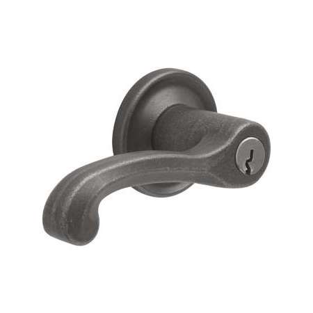 Baldwin 5245 Left Handed Single Cylinder Keyed Entry Door Lever Set with 5048 Rose from the Estate Collection Aged Pewter