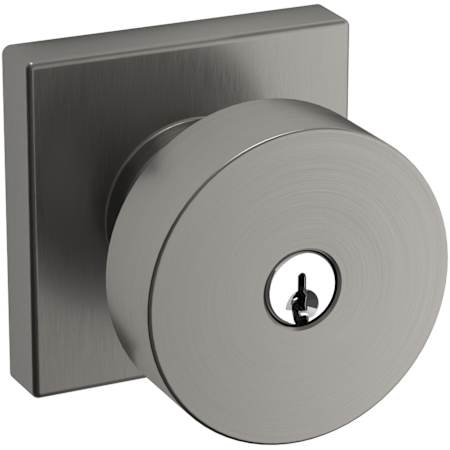 Baldwin Contemporary Single Cylinder Keyed Entry Door Knob Set with Square Rose and Emergency Exit Function Lifetime Graphite Nickel