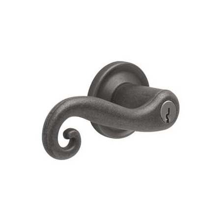 Baldwin Contemporary Single Cylinder Keyed Entry Door Knob Set with Square Rose and Emergency Exit Function Aged Pewter