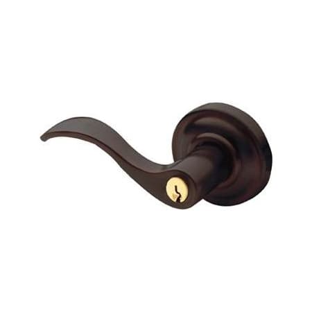 Baldwin 5255 Left Handed Single Cylinder Keyed Entry Door Lever Set with 5048 Rose and Emergency Egress from the Estate Collection Venetian Bronze