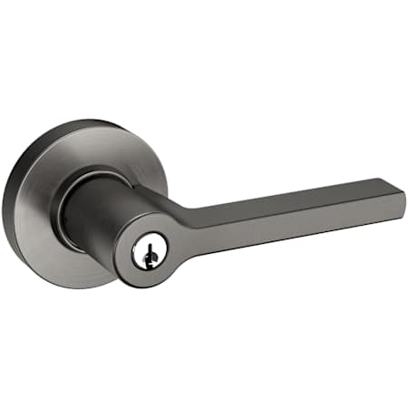 Baldwin Contemporary Right Handed Single Cylinder Keyed Entry Door Lever Set with Round Rose and Emergency Exit Function Lifetime Graphite Nickel
