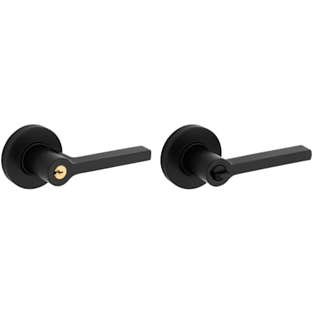 Baldwin Contemporary Right Handed Single Cylinder Keyed Entry Door Lever Set with Round Rose Satin Black
