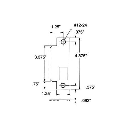 Baldwin Right Handed Latch Bolt Curved Lip Function Entrance Mortise Strike with 2-3/4" Backset Lifetime Polished Brass