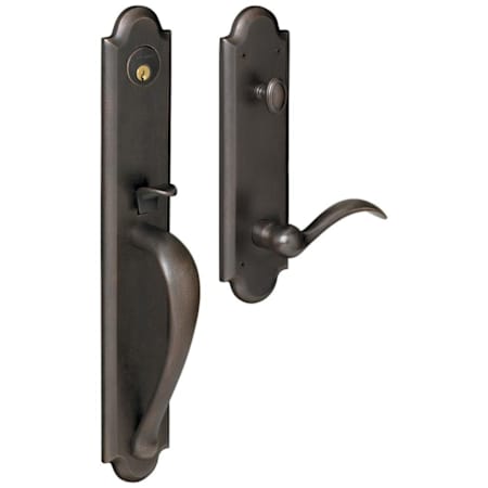 Baldwin Left Handed Boulder Full Dummy Handleset with Beavertail Lever Distressed Oil Rubbed Bronze