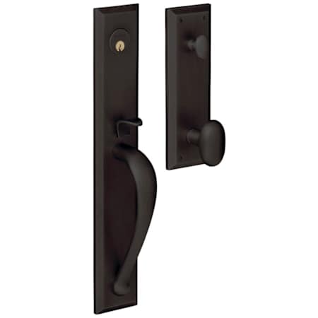 Baldwin Cody Style Full Escutcheon Single Cylinder Handleset with Interior Oval Knob Oil Rubbed Bronze