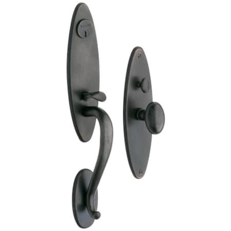 Baldwin Springfield One Piece Single Cylinder Keyed Entry Mortise Handleset Trim with 5025 Interior Knob from the Estate Collection Distressed Oil Rubbed Bronze