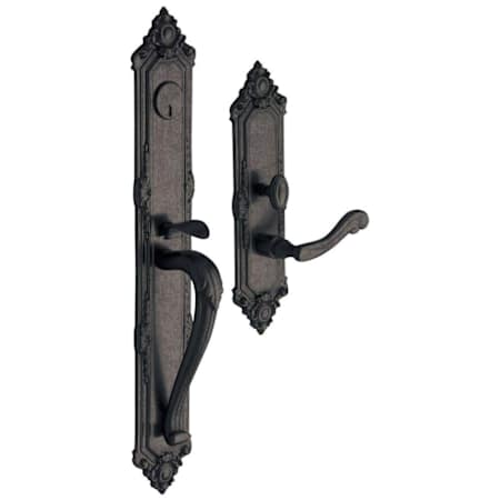 Baldwin Kensington Left Handed Full Plate Single Cylinder Keyed Entry Mortise Handleset Trim with 5108 Interior Lever from the Estate Collection Distressed Oil Rubbed Bronze