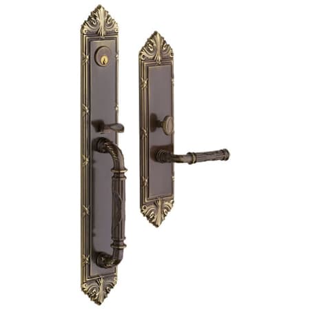 Baldwin Edinburgh Left Hand Single Cylinder Mortise Handleset Trim Set Aged Brass