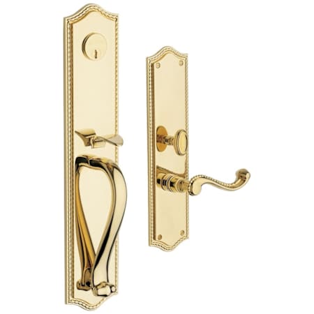 Baldwin Bristol Left Hand Single Cylinder Mortise Handleset Trim Set Lifetime Polished Brass