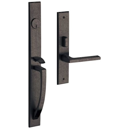 Baldwin Lakeshore Left Handed Full Plate Single Cylinder Keyed Entry Mortise Handleset Trim with 5162 Interior Lever from the Estate Collection Distressed Oil Rubbed Bronze