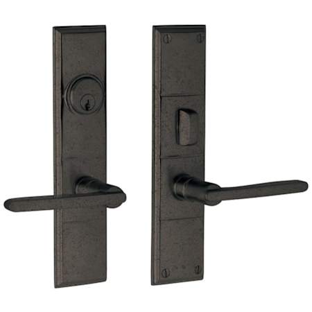 Baldwin Houston Single Cylinder Mortise Handleset Trim Set Distressed Oil Rubbed Bronze