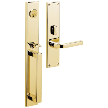 Baldwin Minneapolis Right Handed Single Cylinder Mortise Handleset Trim Set Lifetime Polished Brass