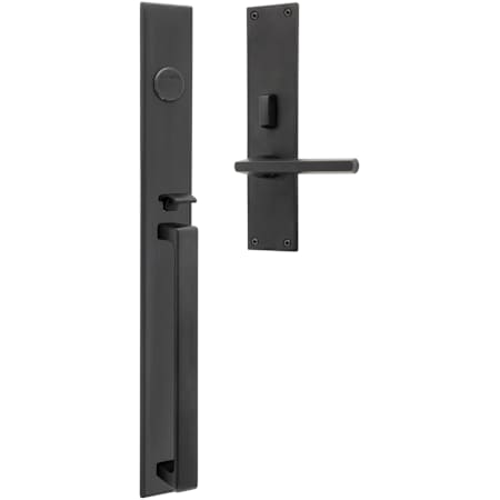 Baldwin Minneapolis Left Handed Full Plate Non-Turning Two-Sided Dummy Mortise Handleset Trim from the Estate Collection Distressed Oil Rubbed Bronze
