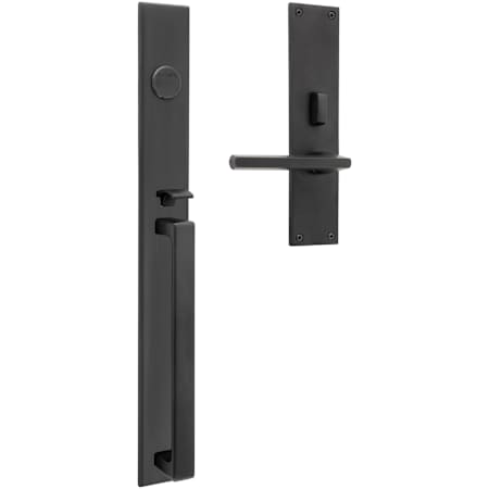 Baldwin Minneapolis Right Handed Full Plate Non-Turning Two-Sided Dummy Mortise Handleset Trim from the Estate Collection Distressed Oil Rubbed Bronze