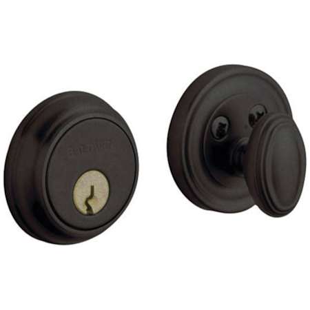 Baldwin Traditional Solid Brass Single Cylinder Keyed Entry Deadbolt from the Estate Collection Distressed Oil Rubbed Bronze