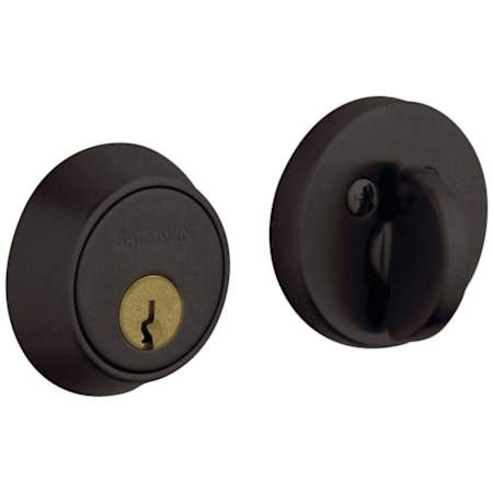 Baldwin Contemporary Solid Brass Single Cylinder Keyed Entry Deadbolt from the Estate Collection Distressed Oil Rubbed Bronze