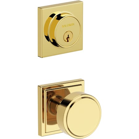 Baldwin Gramercy Keyless Entry Level Deadbolt and Vashon Knob Set Combo Pack with Wi-Fi Lifetime Polished Brass