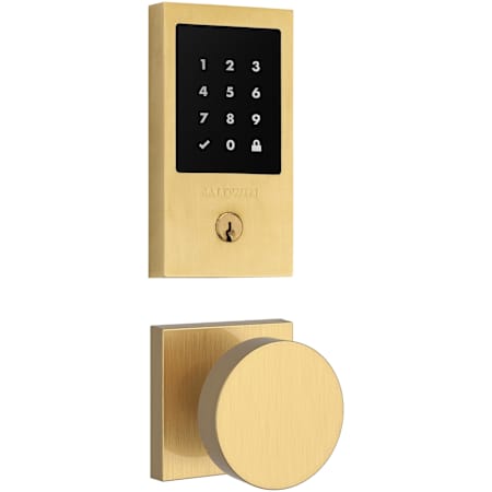 Baldwin Minneapolis Touchscreen Electronic Deadbolt and Contemporary Passage Knob Set with Square Rose Lifetime Satin Brass