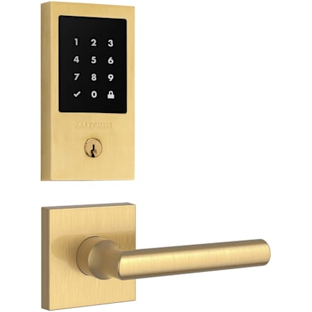 Baldwin Minneapolis Touchscreen Electronic Deadbolt and Tube Passage Lever Set with Square Rose Lifetime Satin Brass