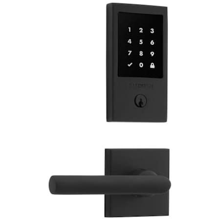 Baldwin Minneapolis Touchscreen Electronic Deadbolt and Tube Passage Lever Set with Square Rose Satin Black