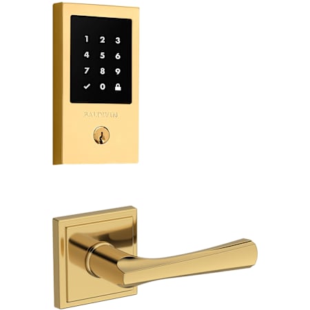 Baldwin Minneapolis Keyless Entry Touchscreen Deadbolt and Wyndcliff Lever Set Combo Pack Lifetime Polished Brass