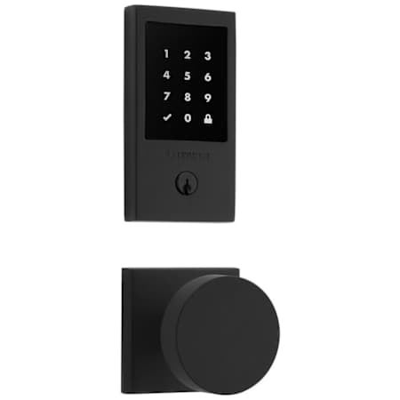 Baldwin Minneapolis Touchscreen Electronic Deadbolt with Z-Wave Technology and Contemporary Passage Knob Set with Square Rose Satin Black