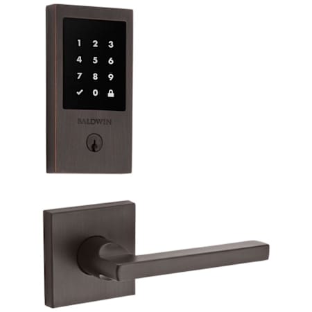 Baldwin Minneapolis Touchscreen Electronic Deadbolt with Z-Wave Technology and Square Passage Lever Set with Square Rose Venetian Bronze