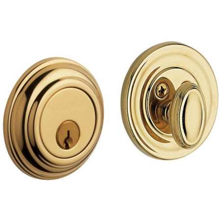 Baldwin Traditional Solid Brass Single Cylinder Keyed Entry Deadbolt from the Estate Collection Lifetime Polished Brass