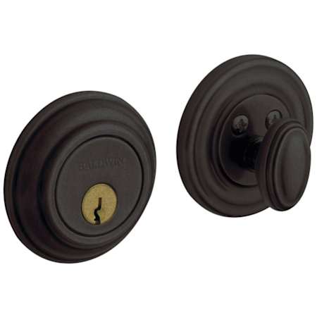 Baldwin Traditional Solid Brass Single Cylinder Keyed Entry Deadbolt from the Estate Collection Distressed Oil Rubbed Bronze