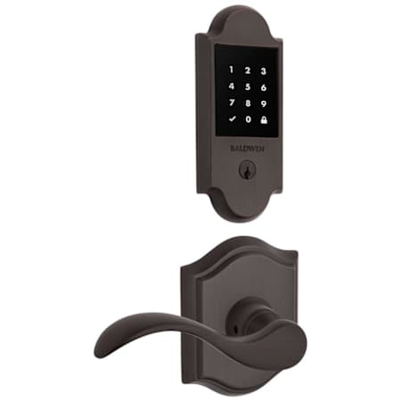 Baldwin Boulder Touchscreen Electronic Deadbolt with Z-Wave Technology and Curve Passage Lever Set with Arch Rose Venetian Bronze
