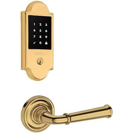 Baldwin Boulder Keyless Entry Touchscreen Deadbolt and Dunsmoor Lever Set Combo Pack with Wi-Fi Lifetime Polished Brass