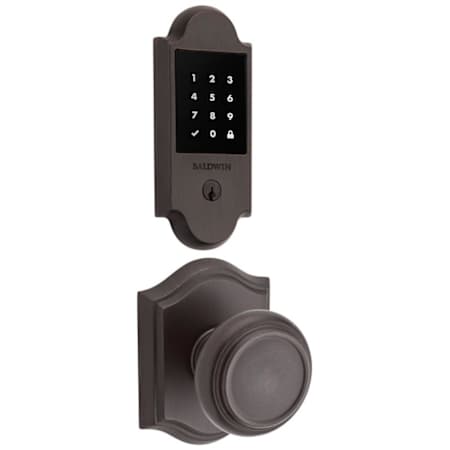 Baldwin Boulder Touchscreen Electronic Deadbolt with Z-Wave Technology and Traditional Passage Knob Set with Arch Rose Venetian Bronze