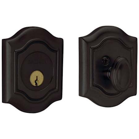 Baldwin Bethpage Solid Brass Single Cylinder Keyed Entry Deadbolt from the Estate Collection Distressed Oil Rubbed Bronze