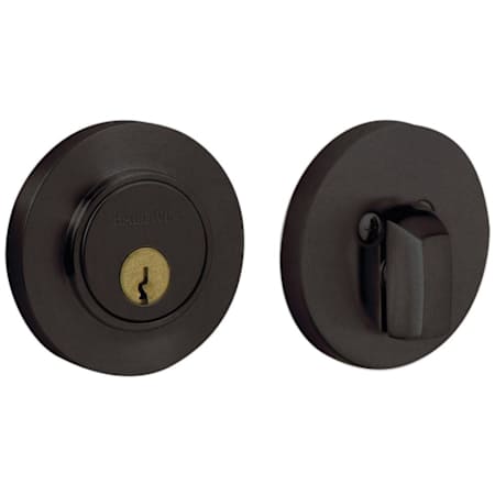 Baldwin Contemporary Solid Brass Single Cylinder Keyed Entry Deadbolt from the Estate Collection Distressed Oil Rubbed Bronze