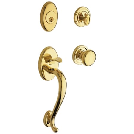 Baldwin Logan Dummy Handleset with Classic Interior Knob Lifetime Polished Brass