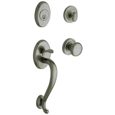 Baldwin Logan Sectional Single Cylinder Keyed Entry Handleset with 5015 Interior Knob from the Estate Collection Antique Nickel