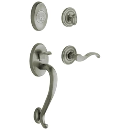 Baldwin Logan Right Handed Sectional Single Cylinder Keyed Entry Handleset with 5455V Interior Lever from the Estate Collection Antique Nickel