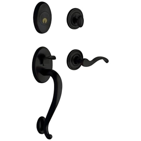 Baldwin Logan Right Handed Sectional Single Cylinder Keyed Entry Handleset with 5455V Interior Lever from the Estate Collection Satin Black