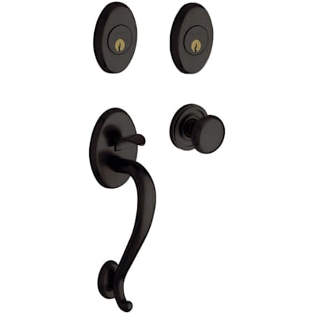 Baldwin Logan Double Cylinder Handleset with Classic Interior Knob Distressed Oil Rubbed Bronze